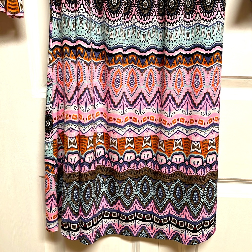 Joe’s Girls Multi Color Abstract Print Mid Double Ruffle Sleeve Dress Size 18 - Picture 4 of 7